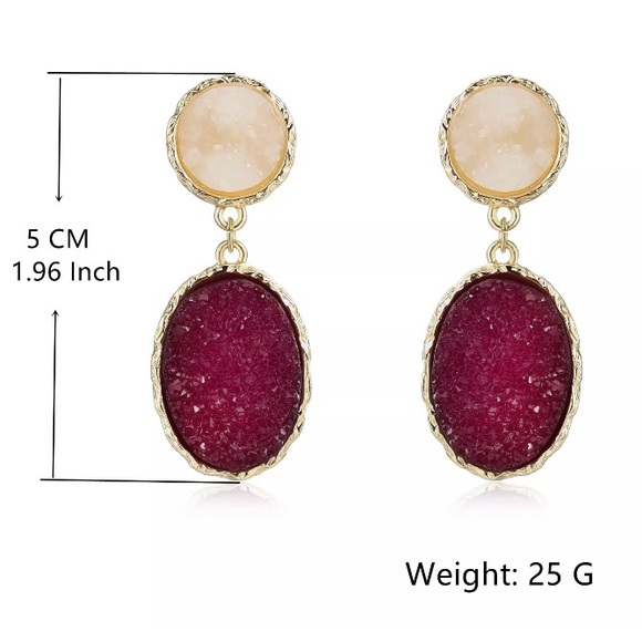 🔴SOLD OUT Druzy Quartz Double Drop Earrings - Picture 4 of 5